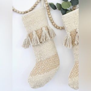 Neutral boho Christmas stocking